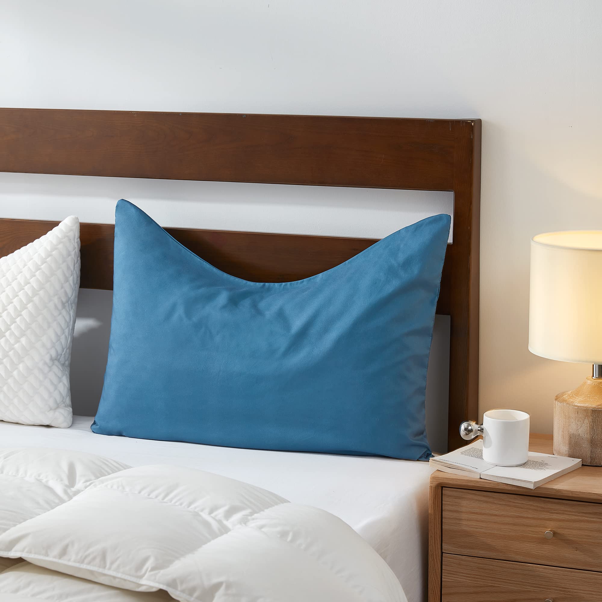 Sidney Sleep Curved Pillow Covers - Full Length Zipper Closure - Premium Soft Brushed Microfiber - 20 X 36 Inches - Fits Curved