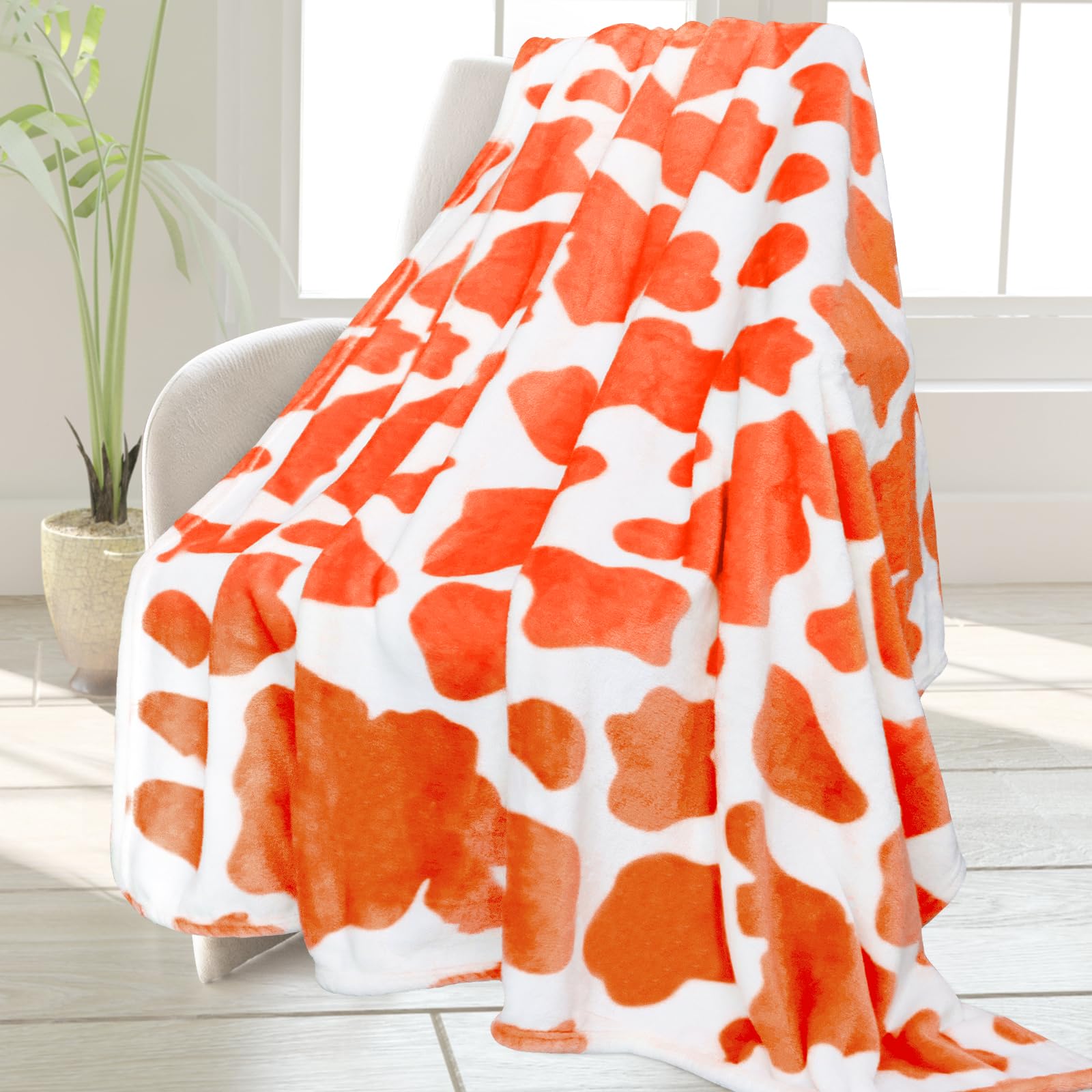 HSEEC Orange Throw Blanket Fleece Cozy Blankets & Throws Soft Throw Blankets for Couch