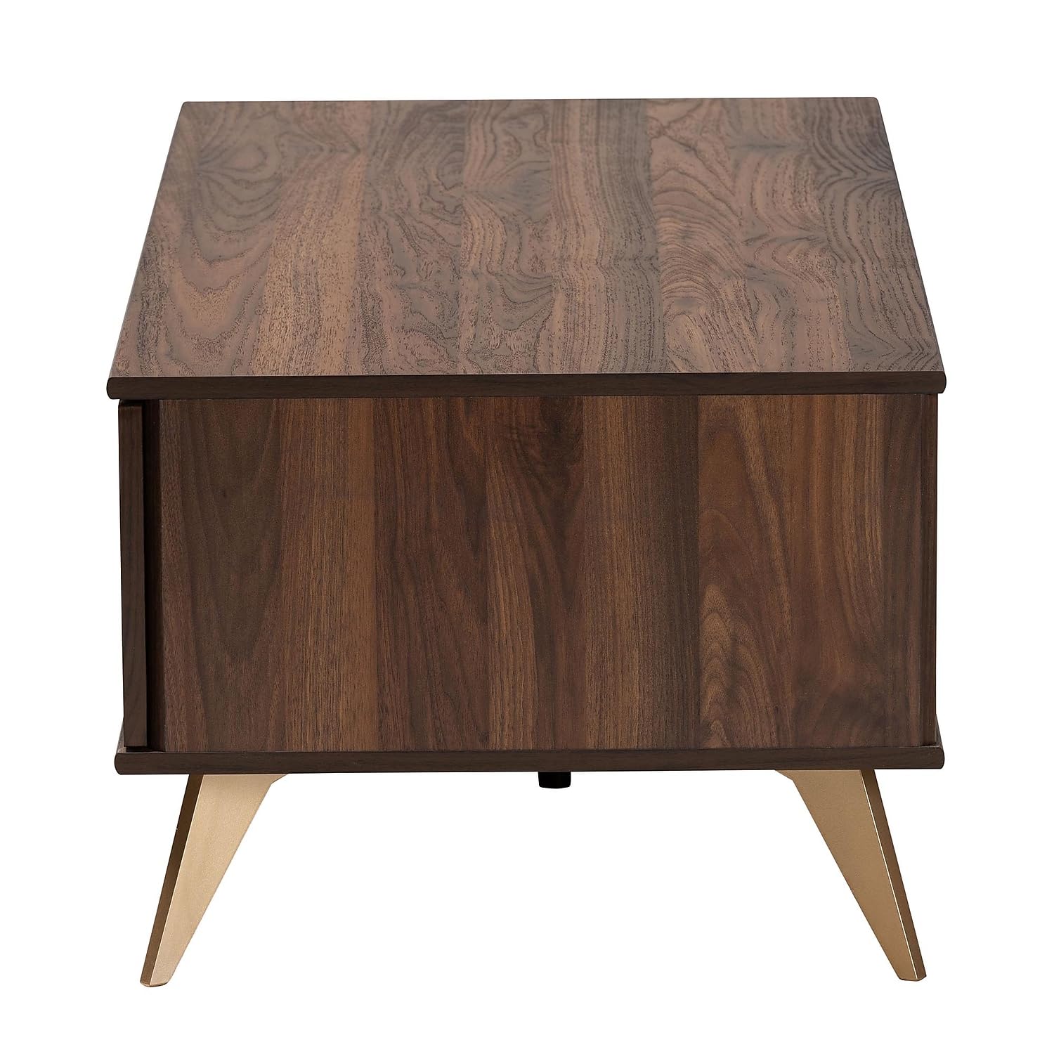 Baxton Studio Graceland 41.3-inch W x 21.7-inch D Coffee Table, Walnut Brown and Gold (233-13273-HiT)