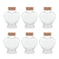 Magic Season Decorative Glass Bottles with Cork Stoppers (2.7 fl oz. Heart-Shaped Bottles / 6 Pcs)