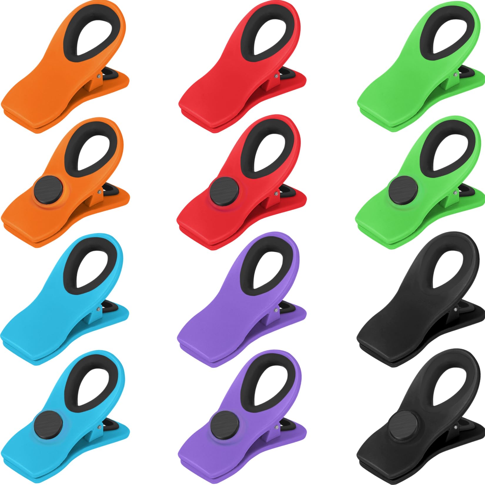 Vndueey 12 Pack Magnetic Chip Clips Bag Clips Food Bag Clips For Food Packages, Kitchen Clips With Magnet For Refrigerator, Plas