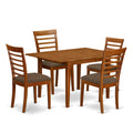 East West Furniture MILA5-SBR-C Milan 5 Piece Set Includes a Rectangle Dining Room Table with Butterfly Leaf and 4 Linen Fabric Upholstered Kitchen Chairs, 36x54 Inch