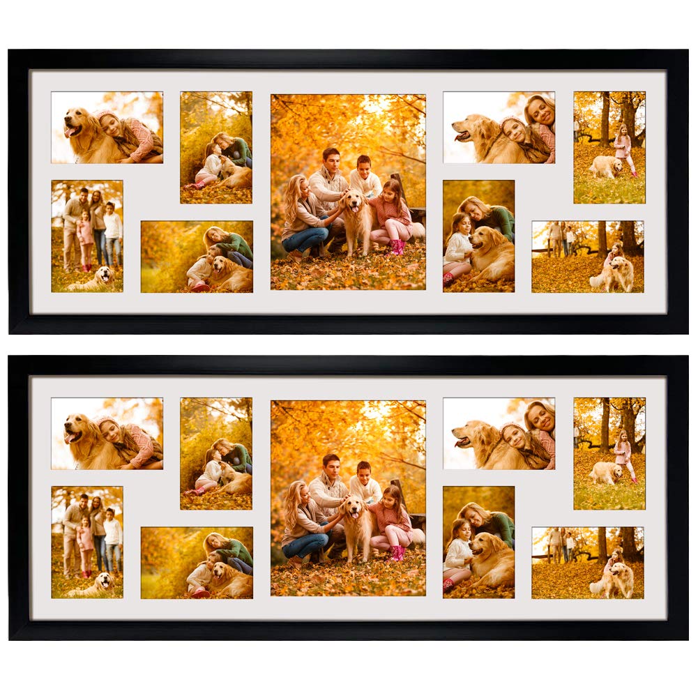 WIFTREY 2 Pack 4x6 Picture Frames Collage with 9 Openings, Display Eight 4 x 6 Pictures and One 8x10 Photos for Wall Mounting, B