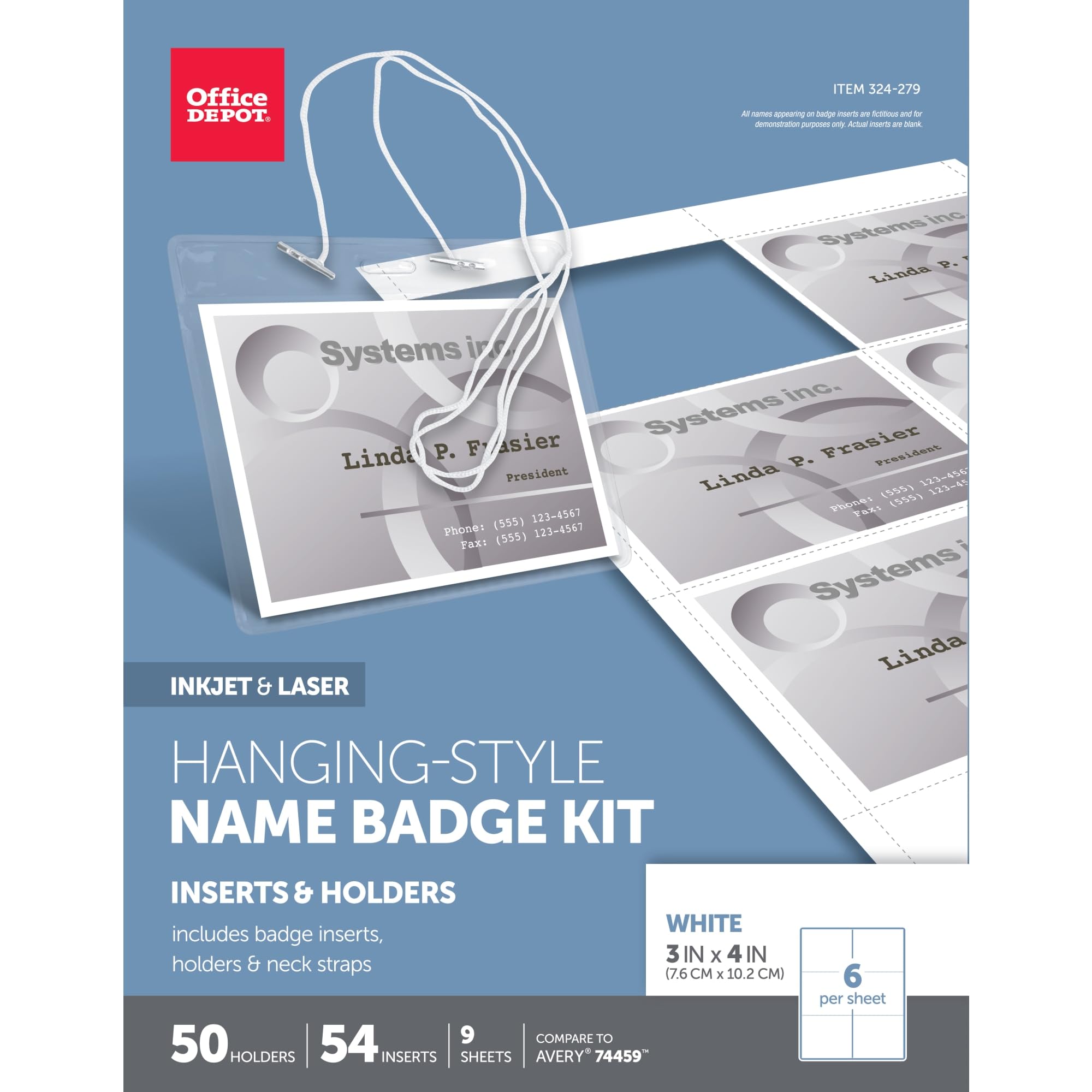 Office Depot Brand Name Badge Kit, Pack Of 50