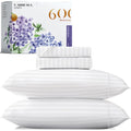 Carressa Linen Luxury Egyptian Cotton Twin Stripe Sheet Set - 600 Thread Count Extra Long Staple 3 Pc Set, Crisp White Twin Dama