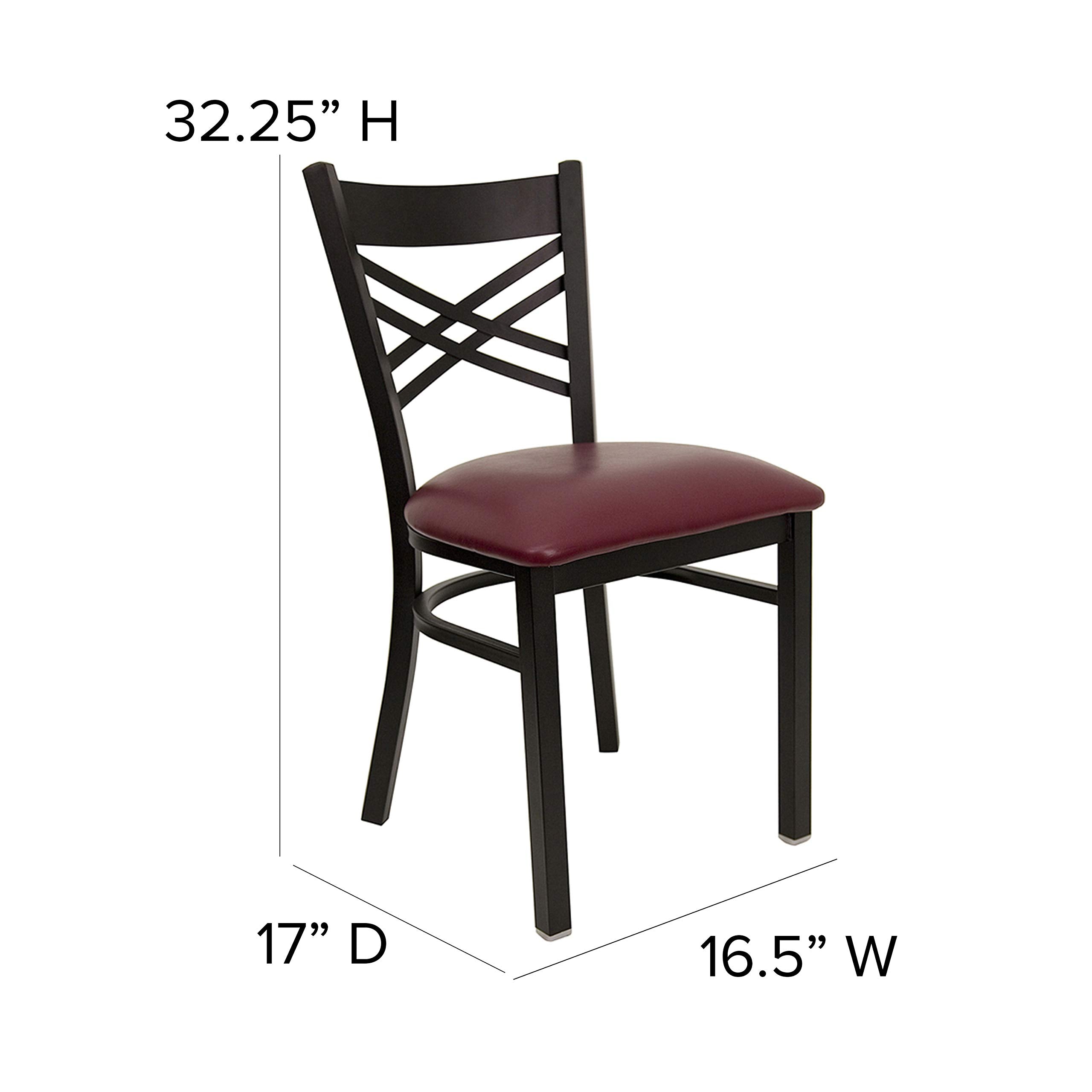 Flash Furniture Hercules Series Black ''X'' Back Metal Restaurant Chair - Burgundy Vinyl Seat