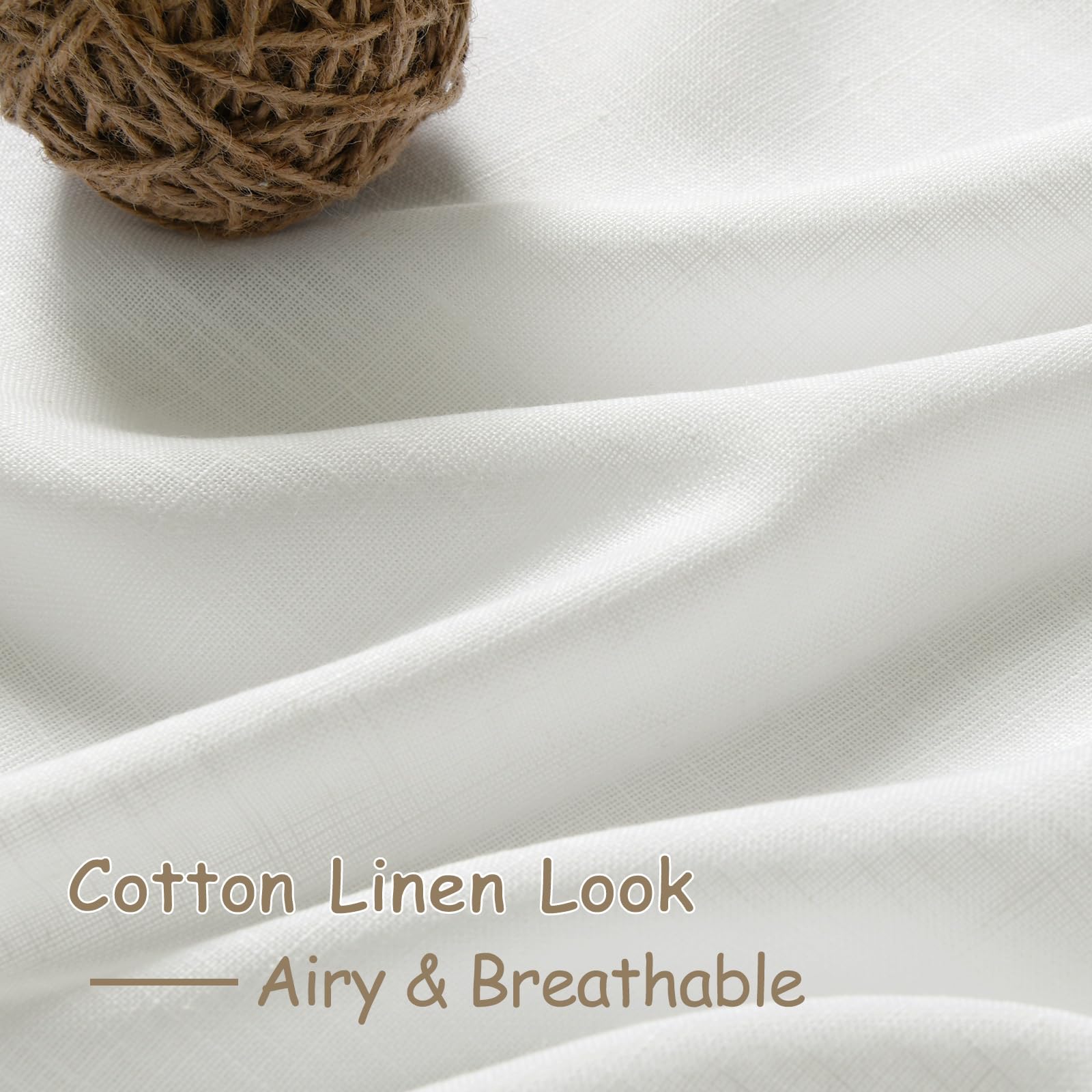 Off White Linen Curtains 84 Inches Long For Bedroom Back Tab Light Filtering Privacy Sheer Curtains Modern Farmhouse Coastal Dec
