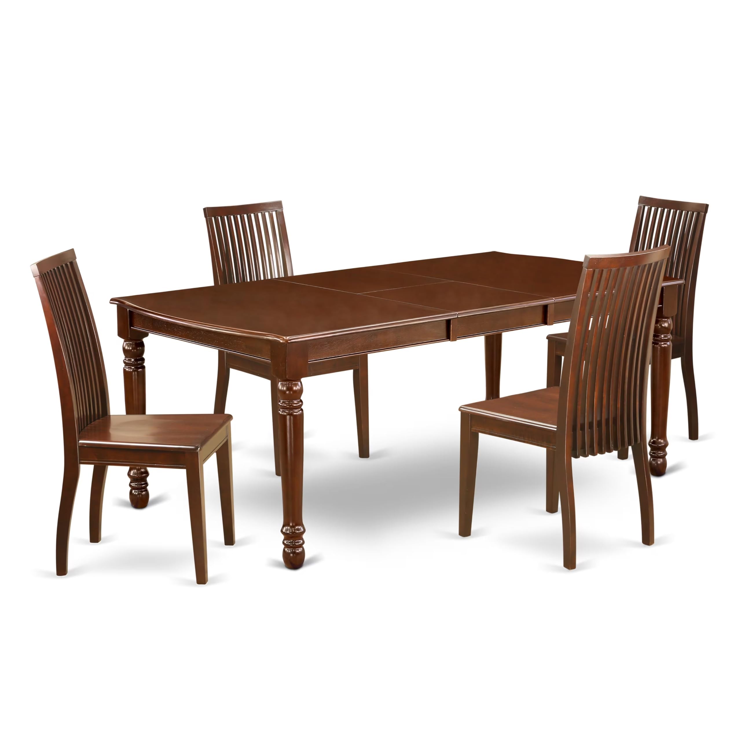 East West Furniture Doip5-Mah-W 5 Piece Dining Room Furniture Set Includes A Rectangle Kitchen Table With Butterfly Leaf And 4 Dining Chairs, 42X78 Inch, Mahogany