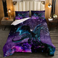 Erosebridal Dragon Bedding Set Purple Nebula Comforter Set Twin Size Mysterious Outer Space Duvet Set Trippy Bedding Set For Kid