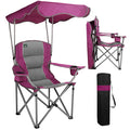 Northroad Folding Camping Chairs with Canopy Shade, Beach Chair w/Cup Holders, Armrests & Carry Bag for Outdoors Travel Sports F