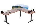 VIVO Electric Corner 75 x 63 inch L-Shaped Standing Desk, Memory Height Adjustment, Dark Walnut Top Black Frame, DESK-E3CTD-75