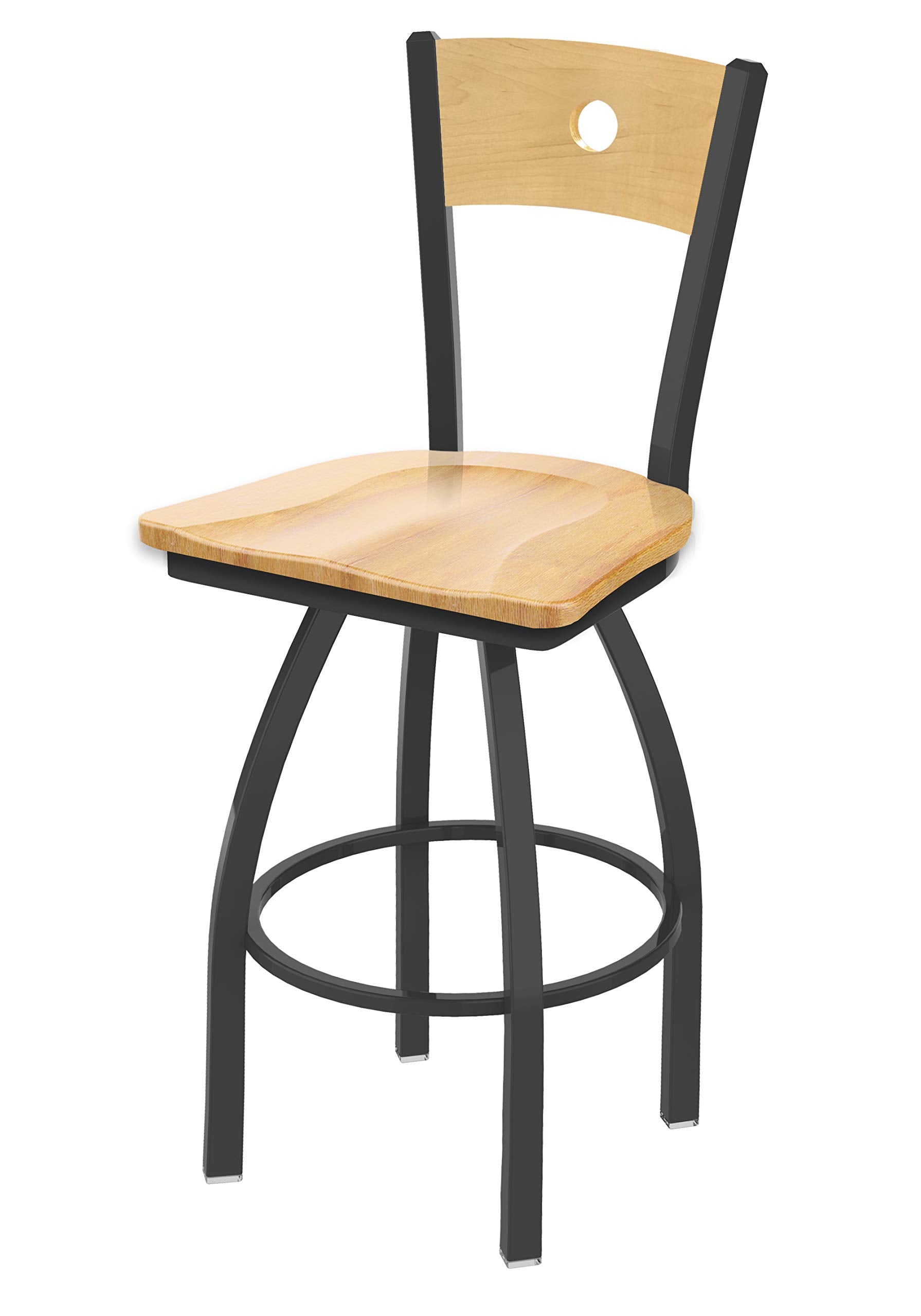 830 Voltaire 25 Swivel Counter Stool with Pewter Finish, Natural Back and Natural Maple Seat