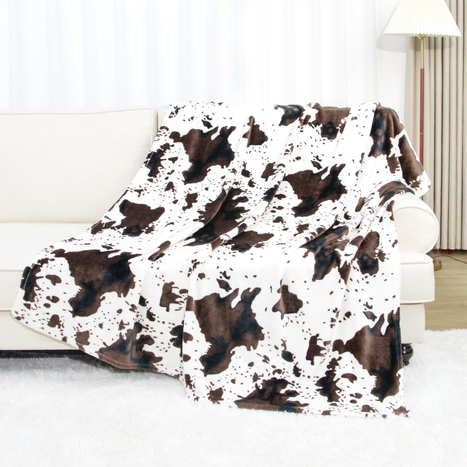 Cow Print Soft Black And White Cow Blanket Twin Size Lightweight Cozy Blanket Cute Fuzzy Fleece Blanket For Bed Couch Livingroom