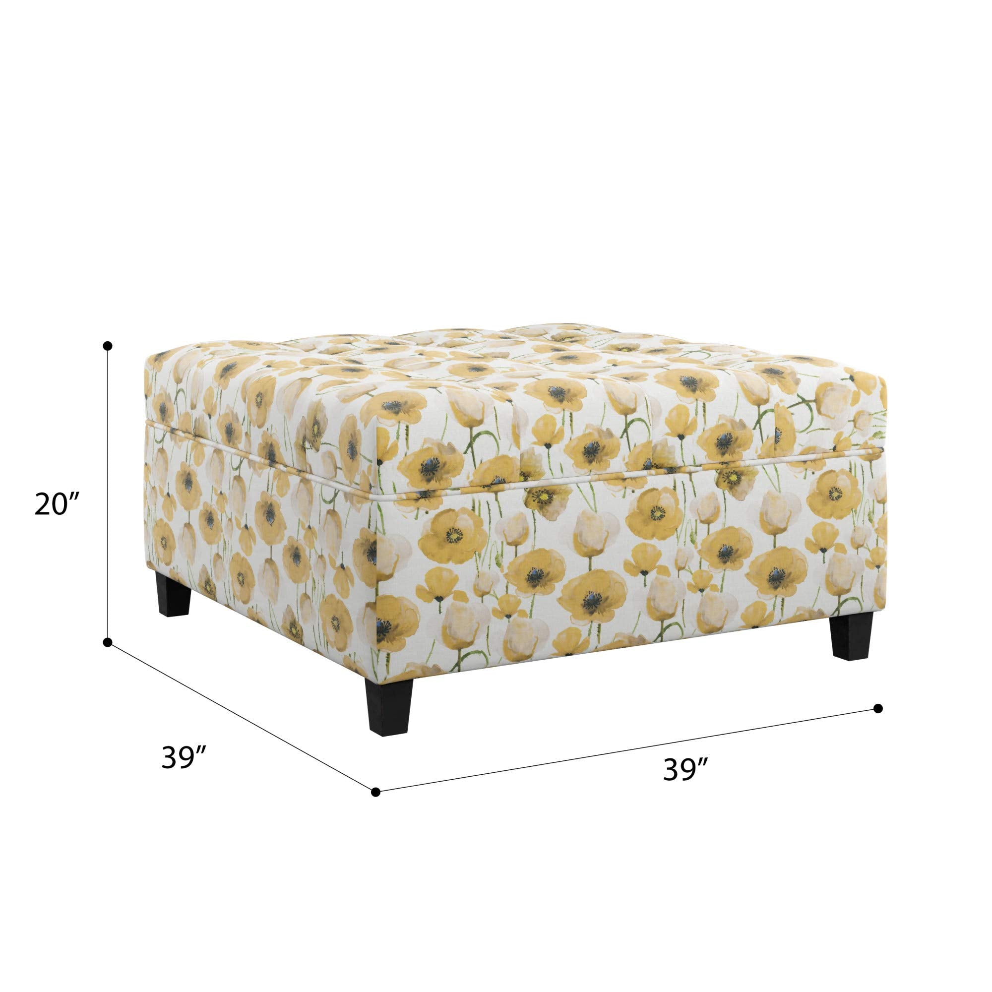 Madrona Burke Mia Golden Poppy Storage Ottoman with Durable Upholstery and Wood Legs,MBU3623