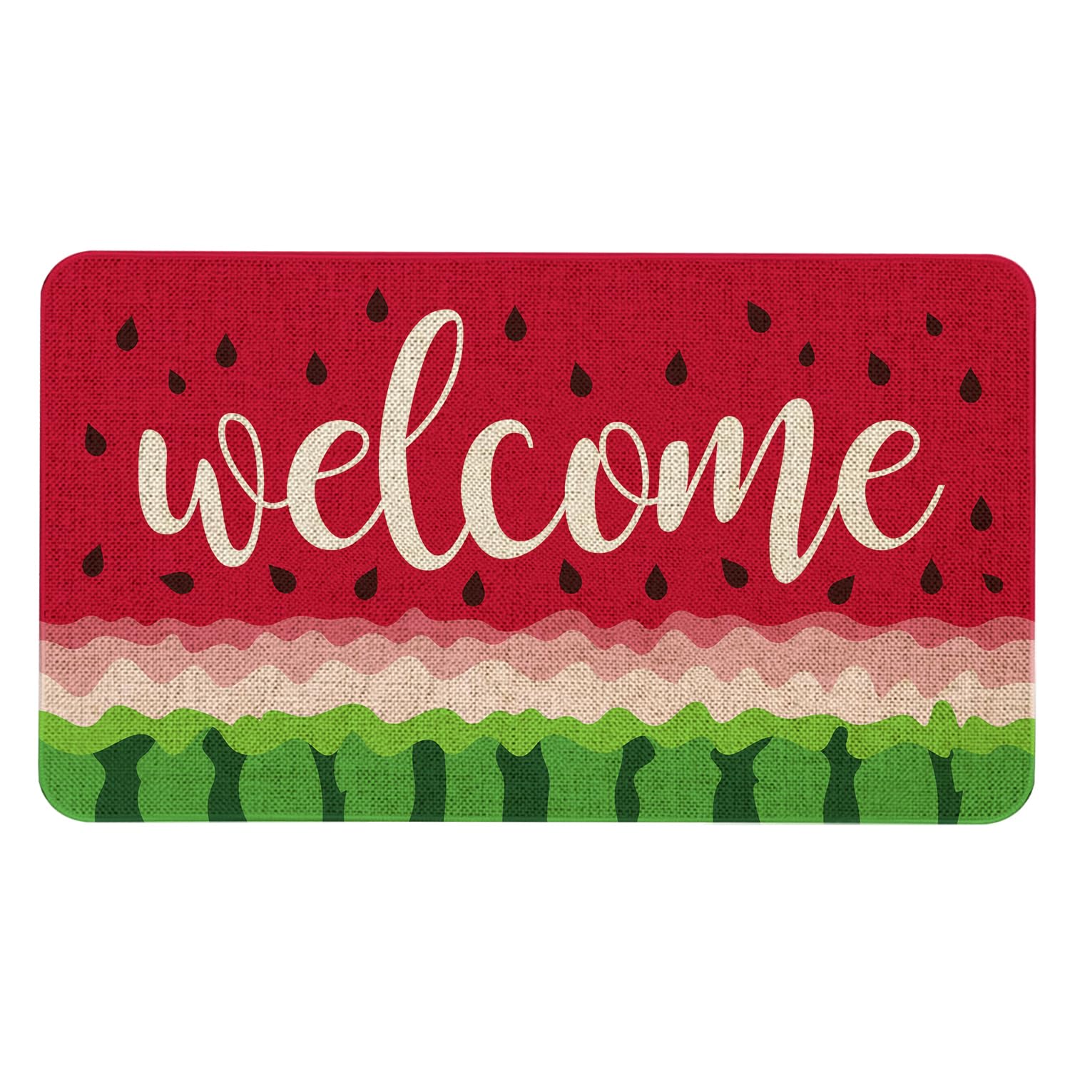 Kuyuayee Summer Watermelon Welcome Doormat 30X17 Inch Watermelon Front Door Mat Indoor Outdoor Entrance Floor Mats Non-Slip Wash