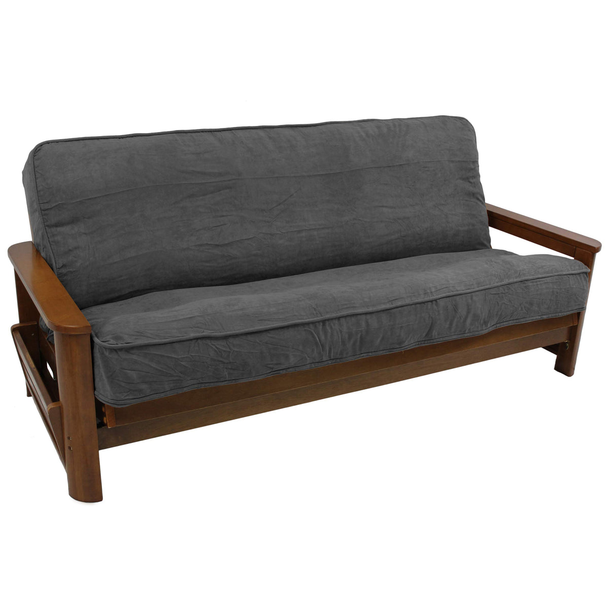 Blazing Needles Solid Microsuede Double Corded 8&quot; to 9&quot; Futon Cover, Full, Steel Grey