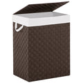 YOUDENOVA Handwoven Laundry Basket Hamper with Removable Liner Bag and Lid, Collapsible Clothes Hamper with Handle, Brown