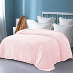 Exclusivo Mezcla Light Pink Fleece Twin Size Blanket For Bed, 90X66 Inches Soft Cozy 3D Decorative Jacquard Flannel Blankets, Li
