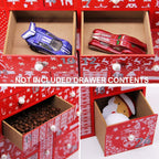 Juegoal Red Advent Calendar With 24 Drawers Countdown To Christmas, Refillable Wooden Advent, 15 Inches Tall