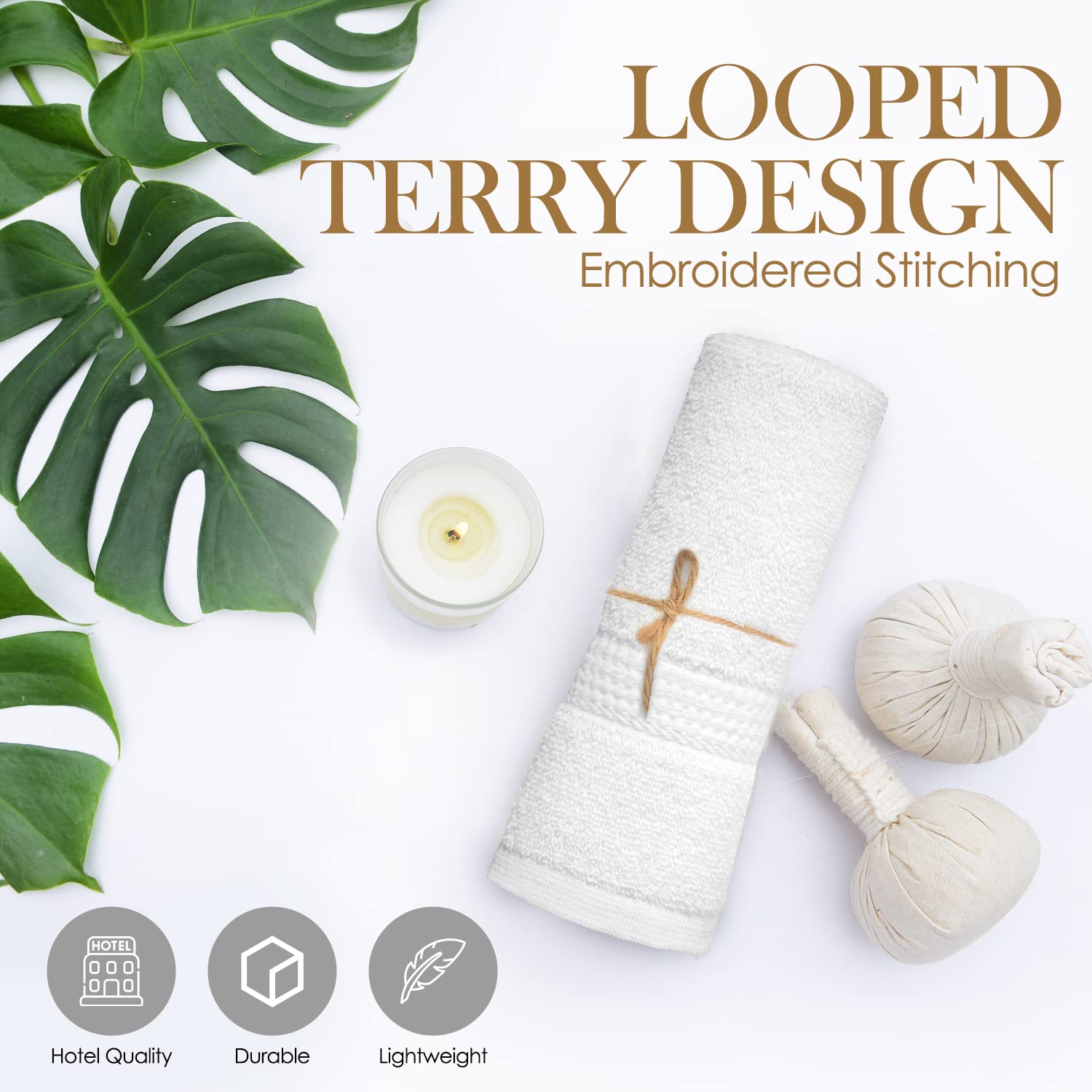 Elaine Karen White Wash Cloths For Your Face - 12 Pack Premium Cotton Washcloths - Hotel & Spa Bathroom Face Towels - 13X13 Face