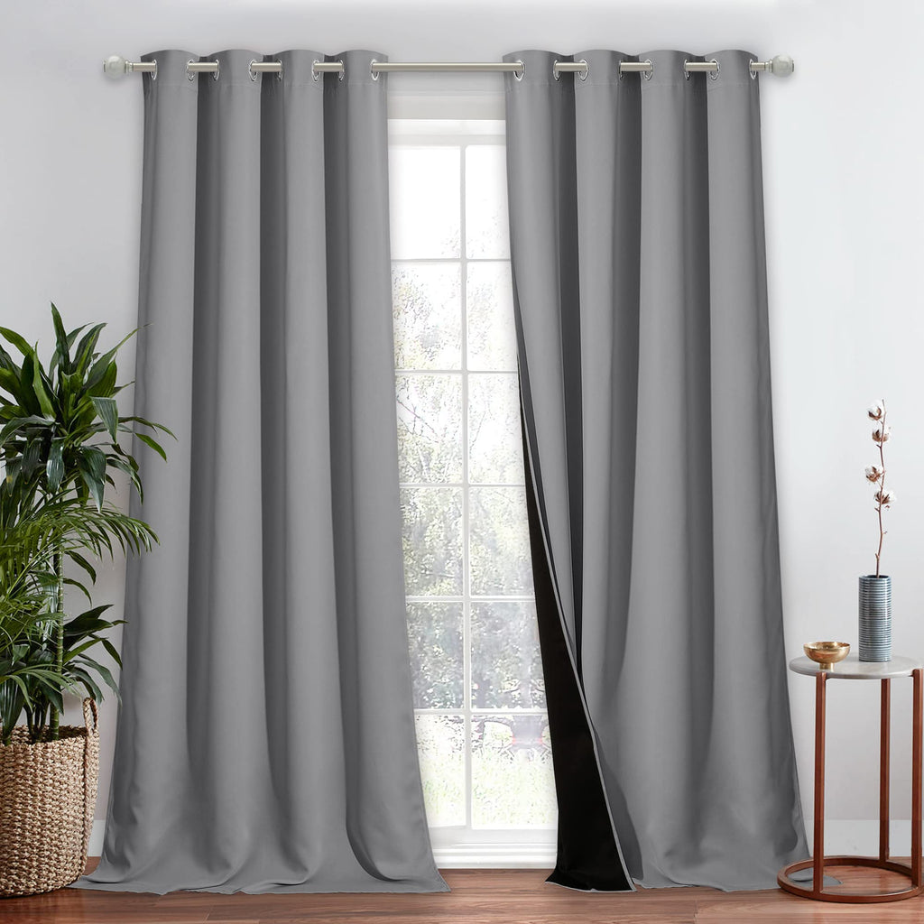 Nicetown Total Shade Curtain And Draperies, Heavy-Duty Full Light Shading Drape With Black Liner Backing For Villa/Hall/Dorm Win