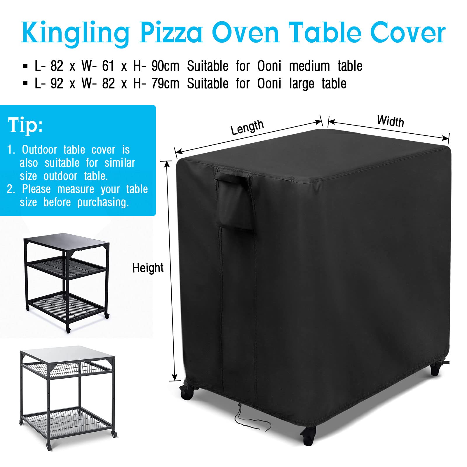 Kingling Outdoor Pizza Oven Table Cover For Ooni Large Table, Waterproof Outdoor Grill Prep Table Cover Pizza Oven Stand Cover - 36''L X 32''W X 31''H