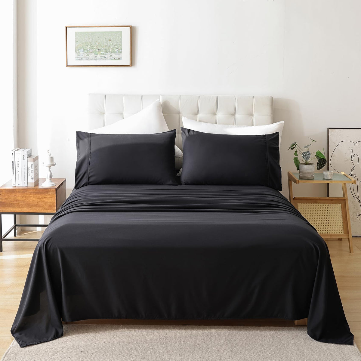 Full Sheet Set - 4 Piece Soft Breathable Bed Sheets For Full Size Bed, Extra Deep Pocket Luxury Brushed Sheets, Cooling Hotel Be