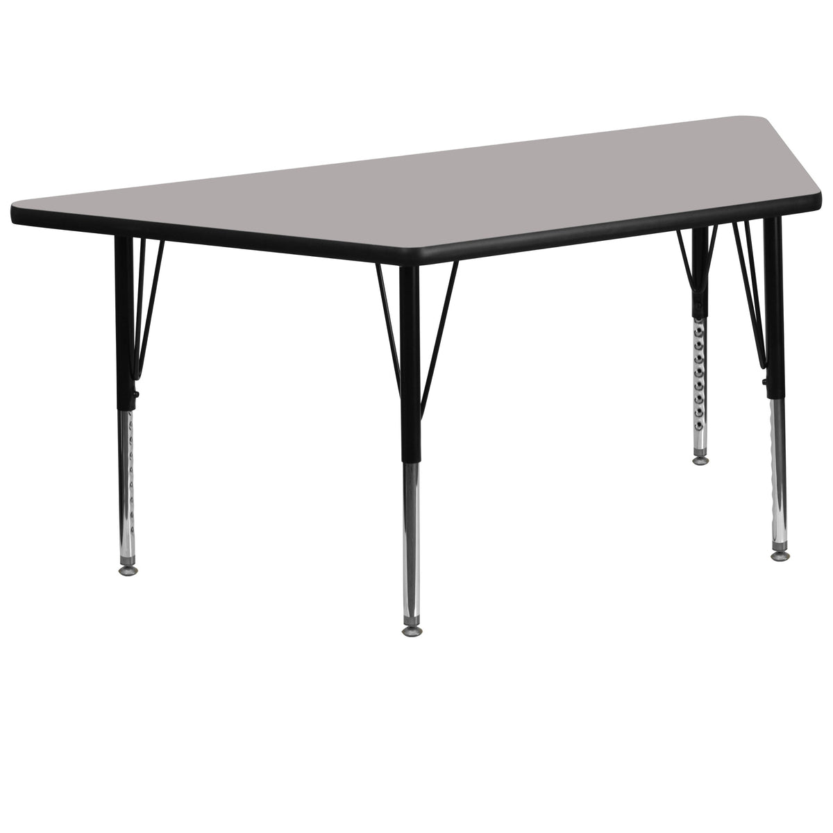 Flash Furniture Wren 29''W x 57''L Trapezoid Grey HP Laminate Activity Table - Height Adjustable Short Legs