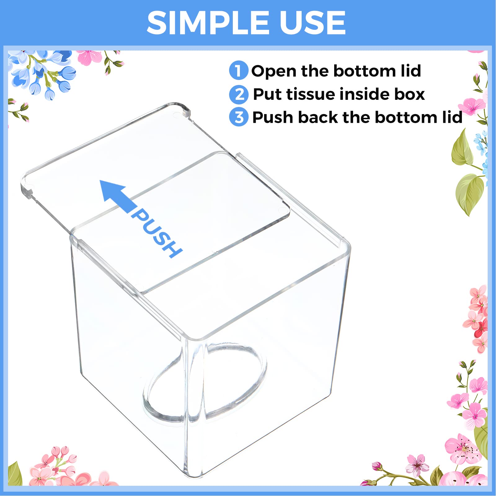 4 Pack Acrylic Tissue Box Cover Square Clear Tissue Box Holder Acrylic Cube Napkin Dispenser Box For Bathroom Bedroom Kitchen Ca