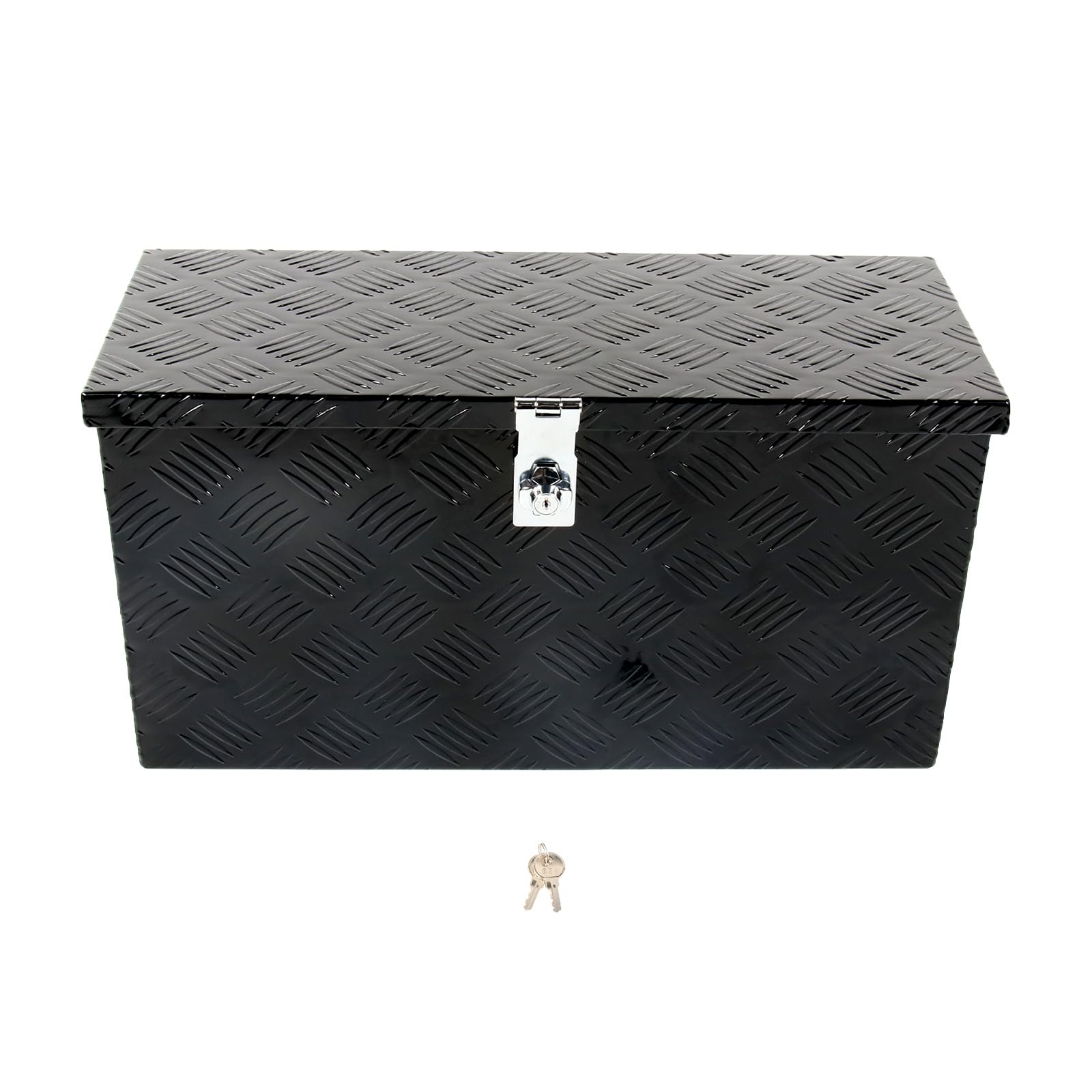 Bigreat 24' Inch Stripes Plated Atv Utv Aluminum Tool Box Truck Bed Toolbox Waterproof Square Storage Organizer With Lock And K