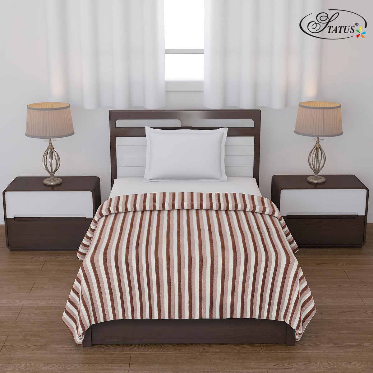 Status All Season Multipurpose Polar Fleece/Summer AC Blanket/Single Bed Blanket/Light Weight Blanket (Dark Brown)