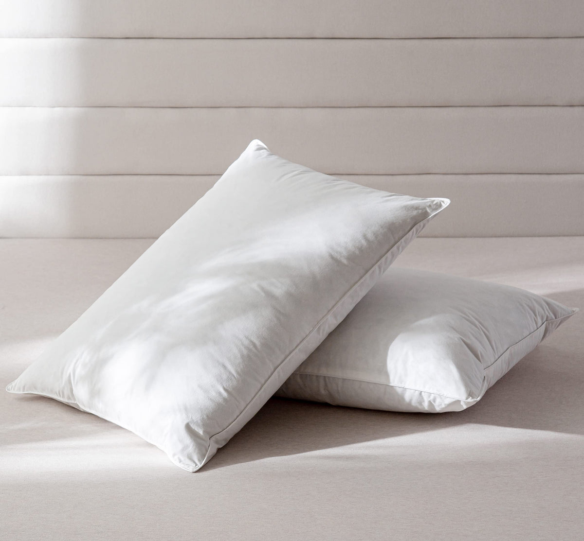 Aikoful Luxury Goose Feathers Down Pillows Queen Size Set Of 2,Hotel Collection Soft Bed Pillows For Sleeping,Organic Percale Co
