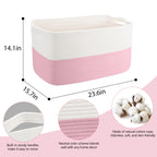 MEGASKET XXXL Cotton Rope Storage Basket, Pink, 23.6" x 15.7" x 14.1"