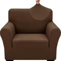 Znsayotx 1 Piece Jacquard Chair Slipcovers For Living Room High Stretch Chair Covers With Arms Anti Slip Pets Friendly Couch Sofa Armchair Cover Furniture Protector (Small, New Pattern Coffee)