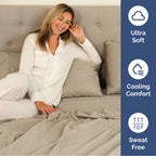 Extra Deep Pocket Cal King Sheets - 4 Piece Breathable & Cooling Bed Sheets - Hotel Luxury Bed Sheet Set - Soft, Wrinkle Free & Comfy - Easily Fits Extra Deep Mattresses - Heathered Beige Sheets Set
