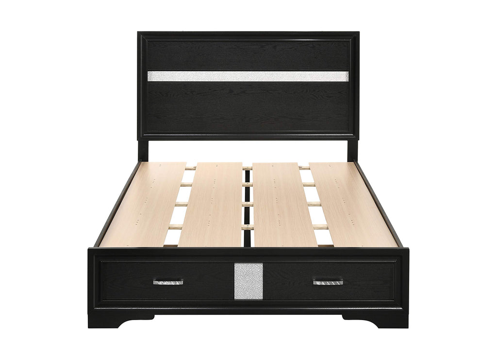 Coaster Furniture Miranda Contemporary Glam 2 Drawer Wood Full Storage Bed Panel Headboard Acrylic Glitter Detail Black 206361F