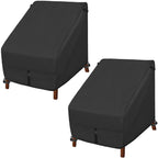 Porch Shield Patio Chair Covers - Waterproof Outdoor Lounge Deep Seat Adirondack Chair Cover 2 Pack - 34W X 37D X 36H Inch, Black