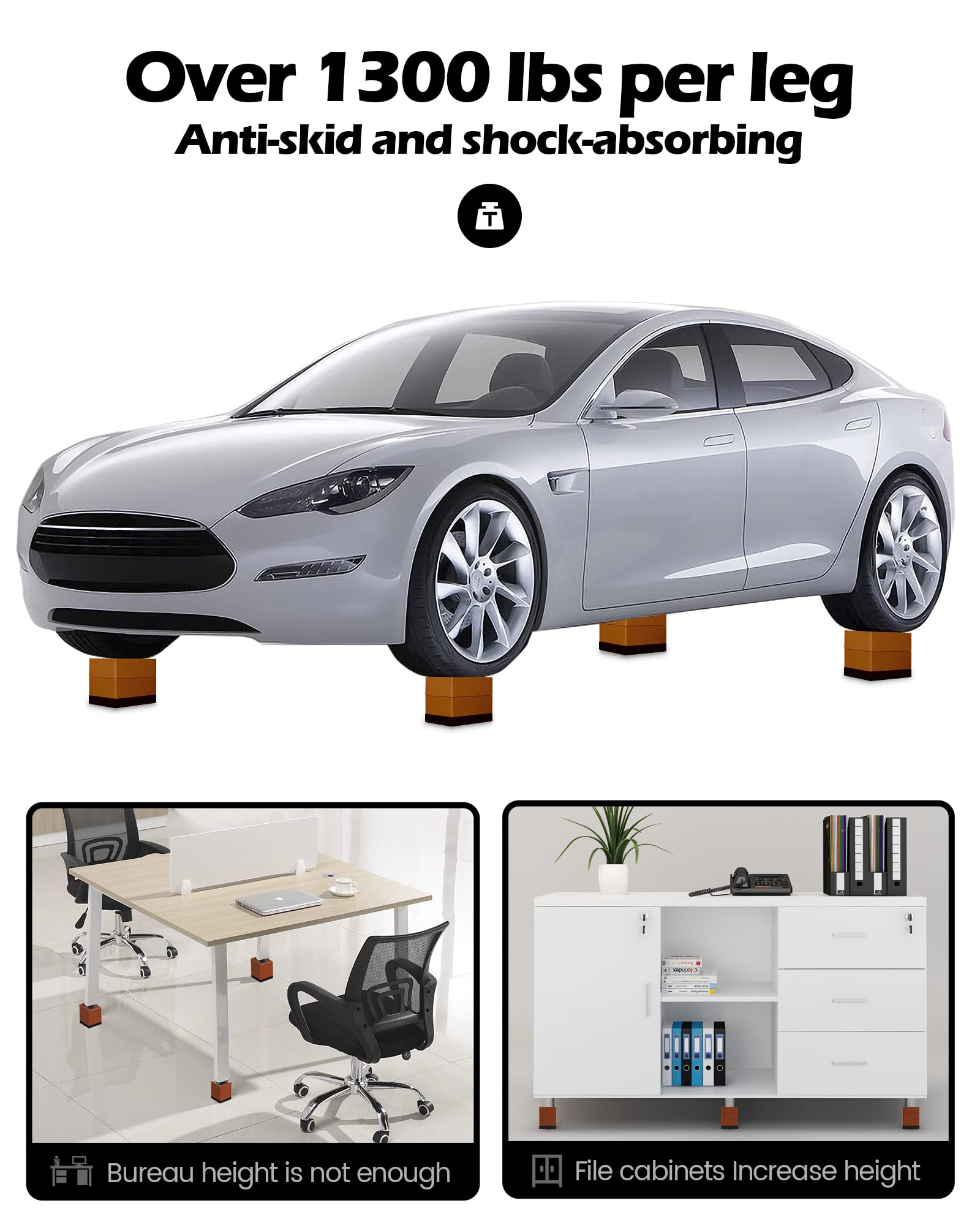 Furniture Risers, Tclouda Bed/Sofa/Desk/Table/Chair Leg/Fridge Lifts To 1.5, 3 And 4 In, Rectangle Adjustable Risers Blocks For