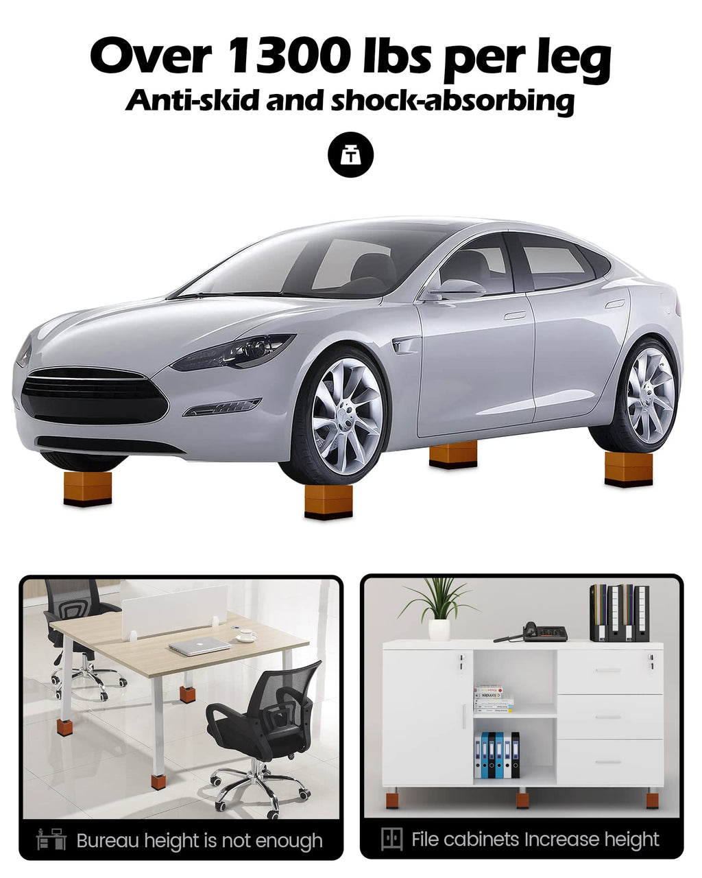 Furniture Risers, Tclouda Bed/Sofa/Desk/Table/Chair Leg/Fridge Lifts To 1.5, 3 And 4 In, Rectangle Adjustable Risers Blocks For