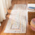 SAFAVIEH Braided Collection 23 x 20 Ivory/Multi BRD210B Handmade Boho Reversible Cotton Runner Rug