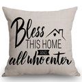 Ssoiu Motivation Throw Pillow Cover, Bless This Home And All Who Enter Cotton Linen Throw Pillow Case Cushion Cover Pillowcase F