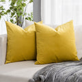 Quafoo Lemon Couch Velvet Throw Pillow Covers 18X18 Inch Set Of 2 With Zipper Decorative Luxury Soft Solid Square Cushion Covers