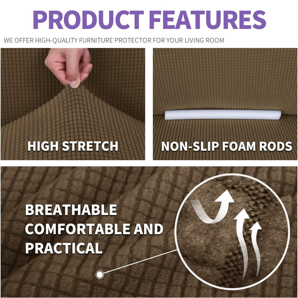 Znsayotx Super Stretch Chair Slipcover Universal Sofa Chair Covers For Living Room Dogs Pet Furniture Protector Spandex Armchair Slipcovers With Anti Slip Foam Sticks (Brown, Chair)