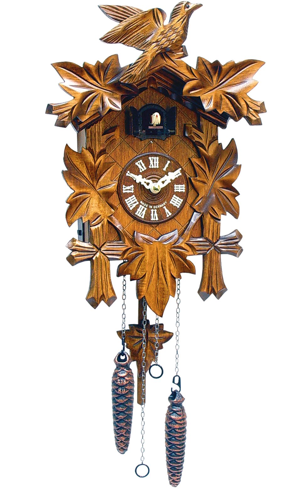 Alexander Taron Importer 522Qm Engstler Battery-Operated Cuckoo Clock-Full Size-9.5&quot; H X 6.75&quot; W X 5.5&quot; D, Brown