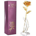 24K Gold Rose for Her, Eternal Love Real Golden Plated Preserved Eternal Rose Flower, Best Present for Anniversary Day Wife/Mom/