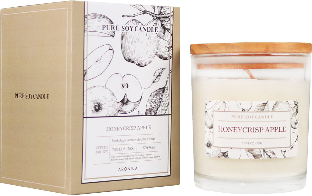 Aronica Pet Safe Candles Apple Scented, Delicious Smelling Candle Cinnamon Apple, Fall Gift Ideas for Kitchen, Candles for Women