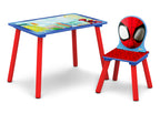 Delta Children Marvel Spidey and His Amazing Friends Toddler Bed, Table, Chair and Toy Box Set Blue/Red Wood