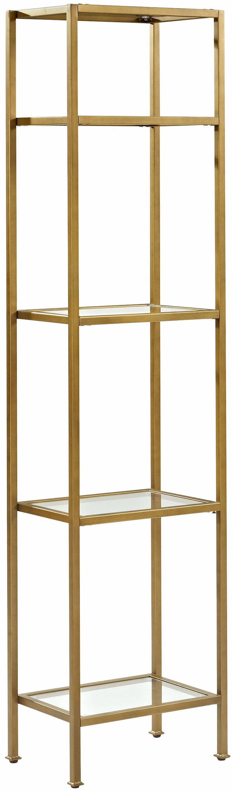 Crosley Furniture Aimee Narrow Bookshelf With Glass Shelves, Bookcase Storage, Gold And Glass