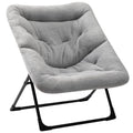 HollyHOME X-Large Saucer Chair, Comfy Oversized Folding Chair, Faux-Fur Reading Chair for Teens, Adults, Foldable Accent Lazy Ch