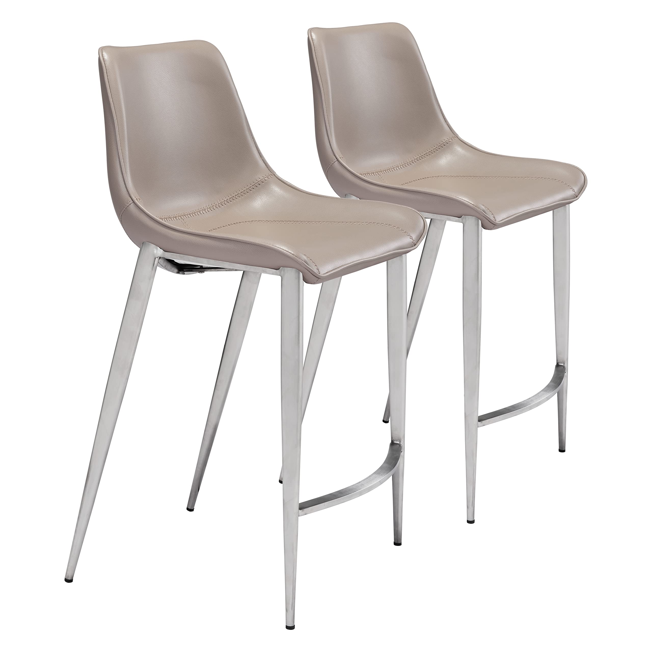 Magnus Counter Chair (Set of 2) Gray & Silver